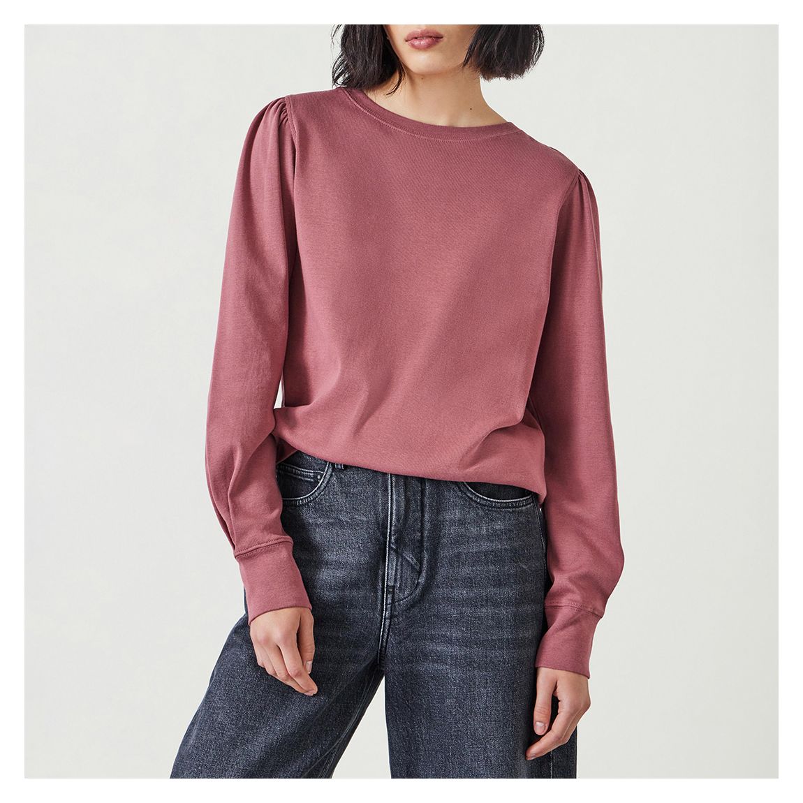 Dusty Pink Emily Puff Sleeve Jersey Top main product photo
