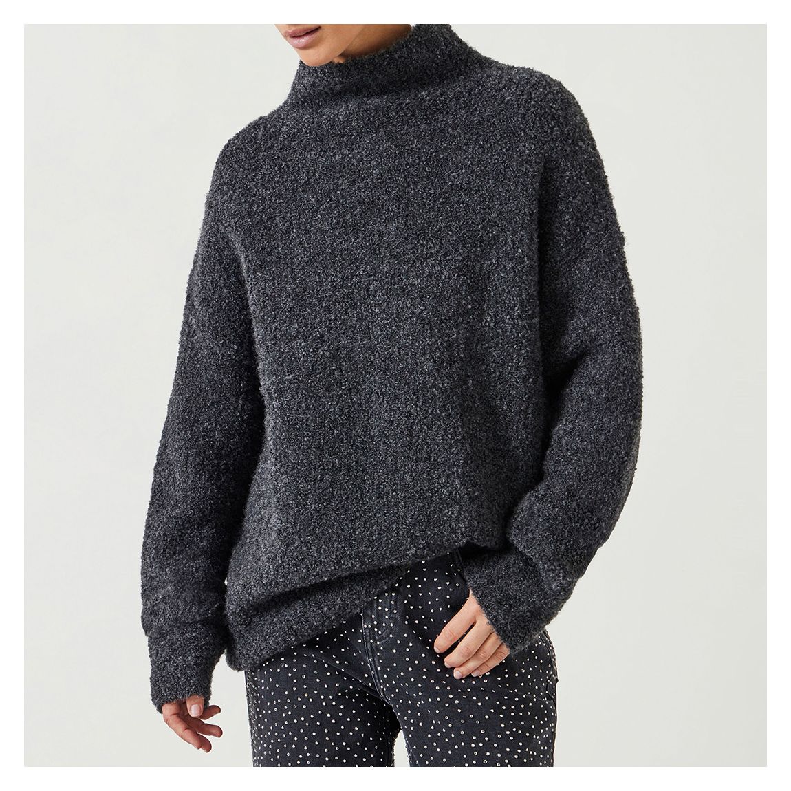 Charcoal Marl Bailey Boucle Funnel Jumper main product photo