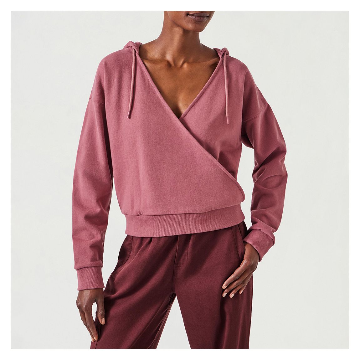 Dusty Rose Daisy Wrap Hoodie main product photo