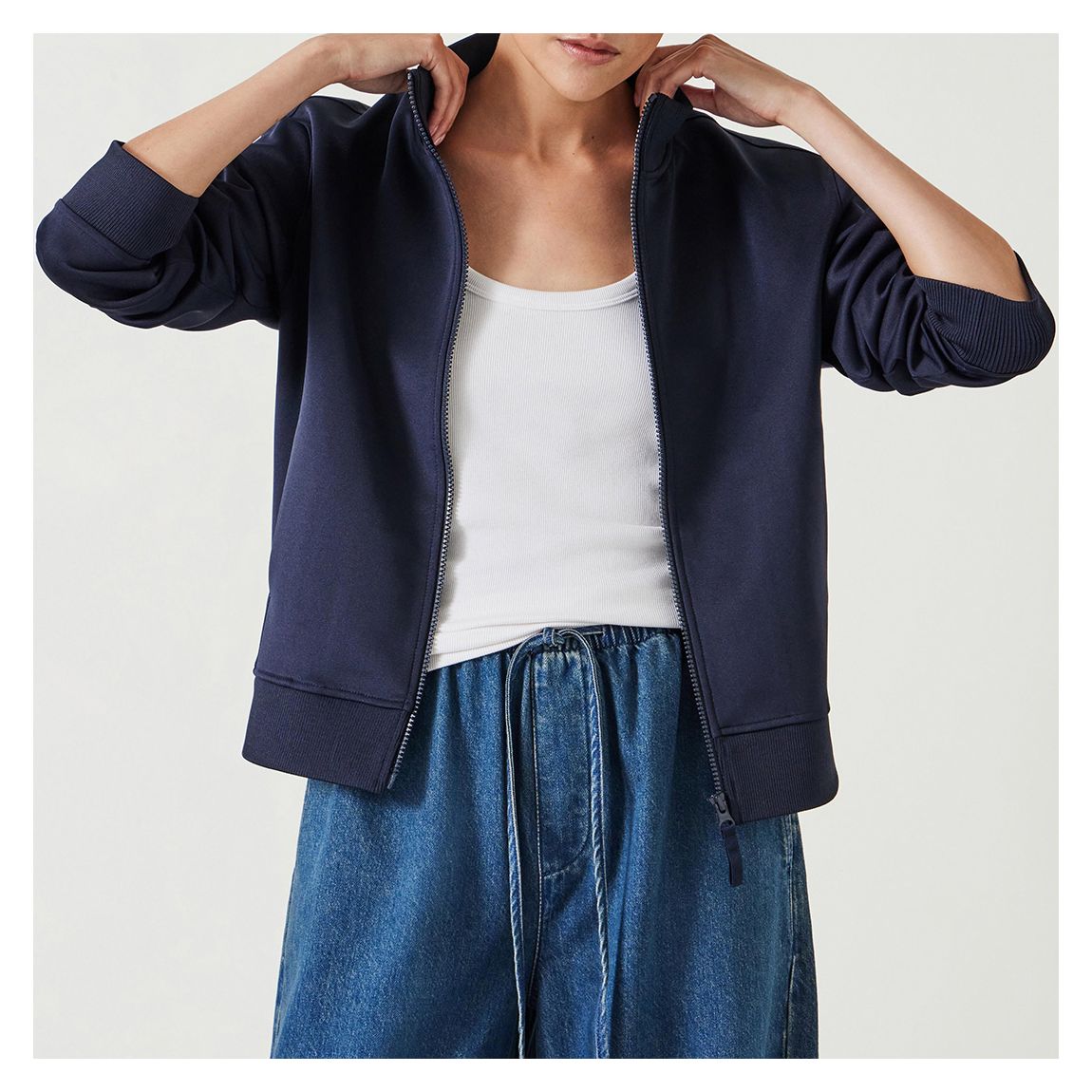 Navy Zanna Zip Through Sweatshirt main product photo