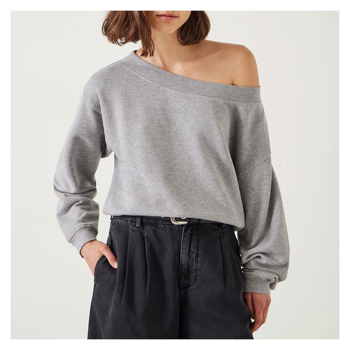 Grey Marl Carlota Off Shoulder Sweatshirt main product photo