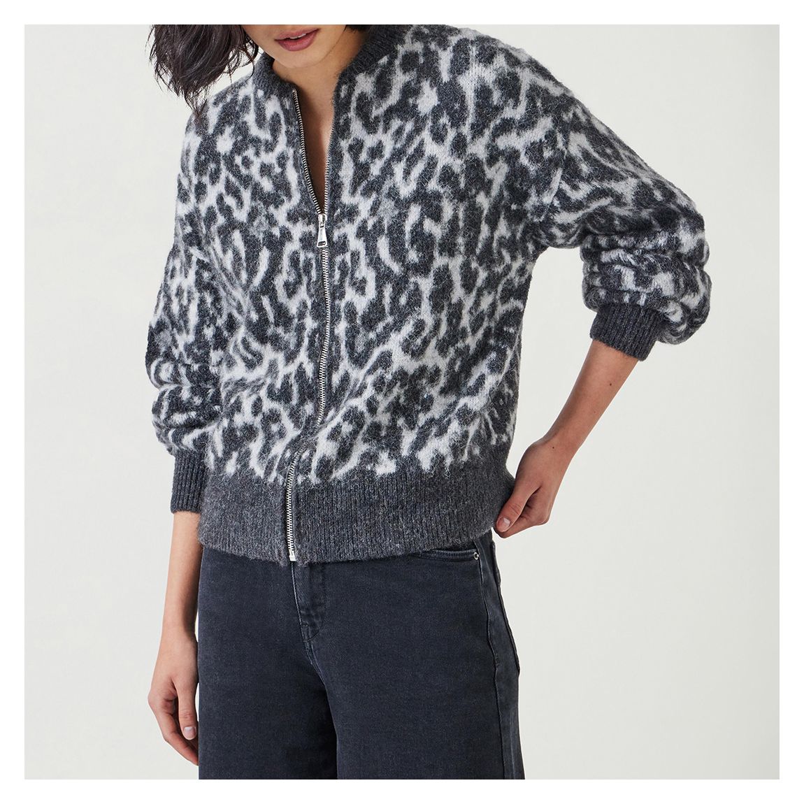 Grey Mix Susie Brushed Animal Bomber main product photo