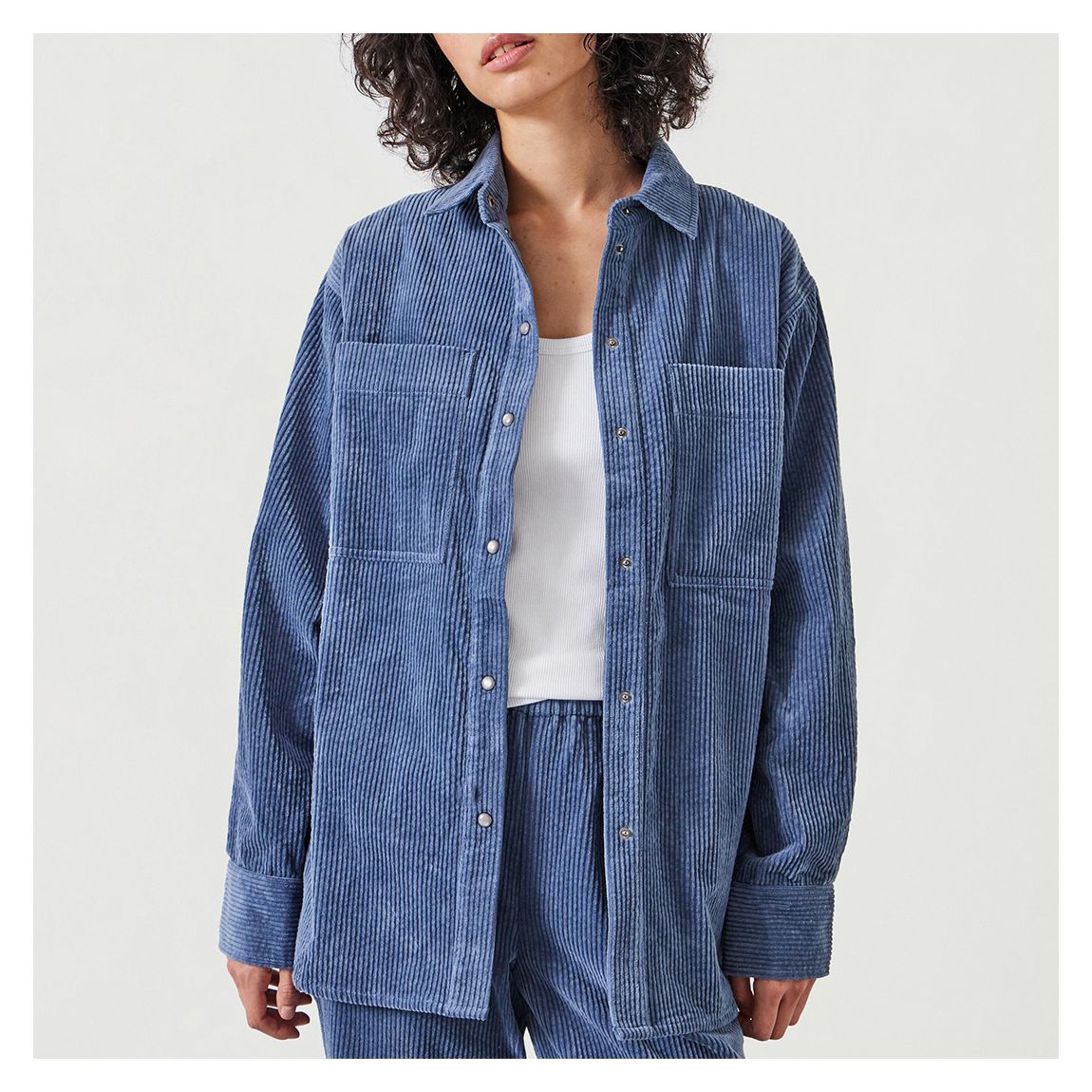 Dusty Blue Cleo Oversized Cord Shirt main product photo