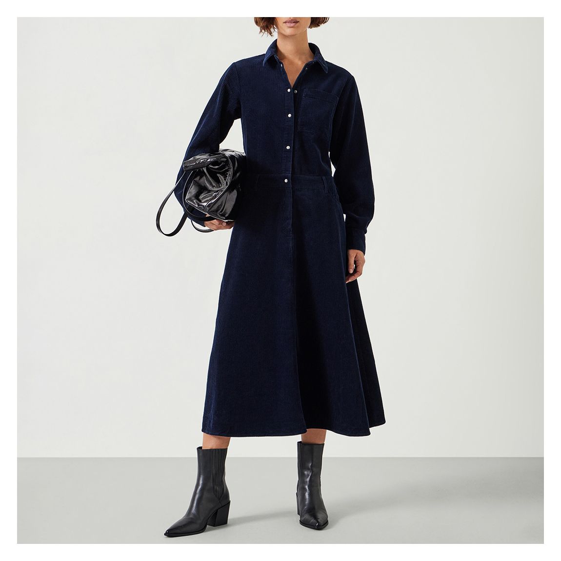 Navy Bella Cord Midi Dress main product photo