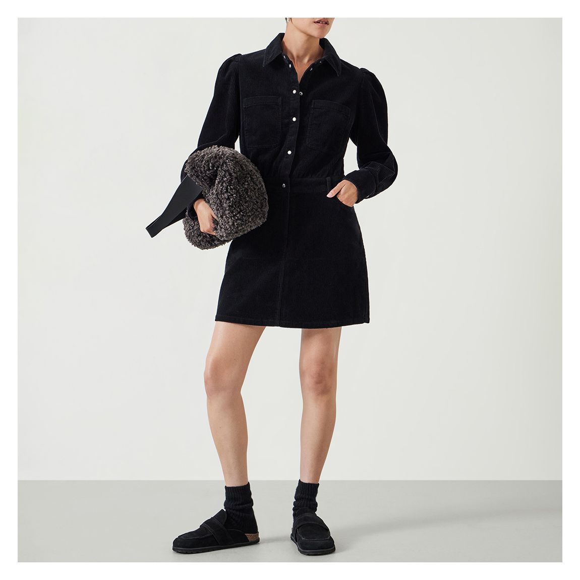 Black Mariella Cord Mini Dress main product photo