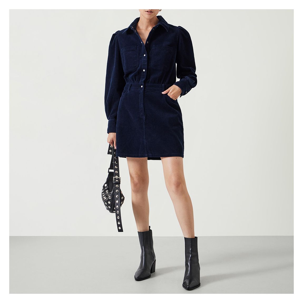 Navy Mariella Cord Mini Dress main product photo