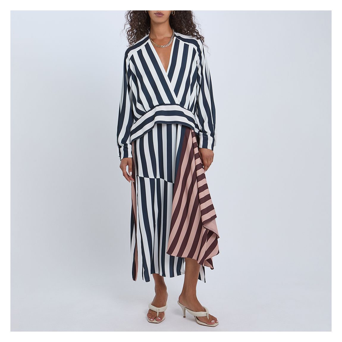 Navy Nola Colourblock Stripe Midi Dress main product photo