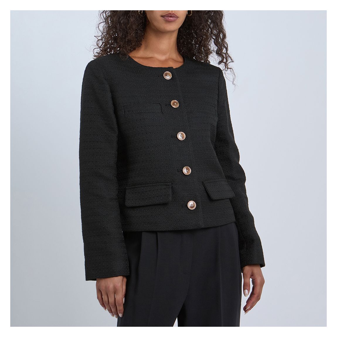 Black Noelle Cropped Boucle Blazer main product photo