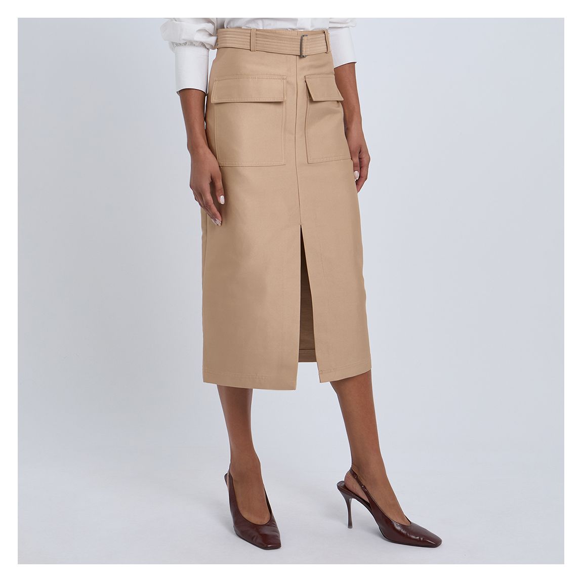 Neutral Arielle Cargo Midi Skirt main product photo
