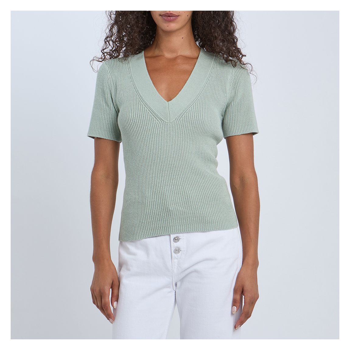 Sage Green Rosie Ribbed Top main product photo