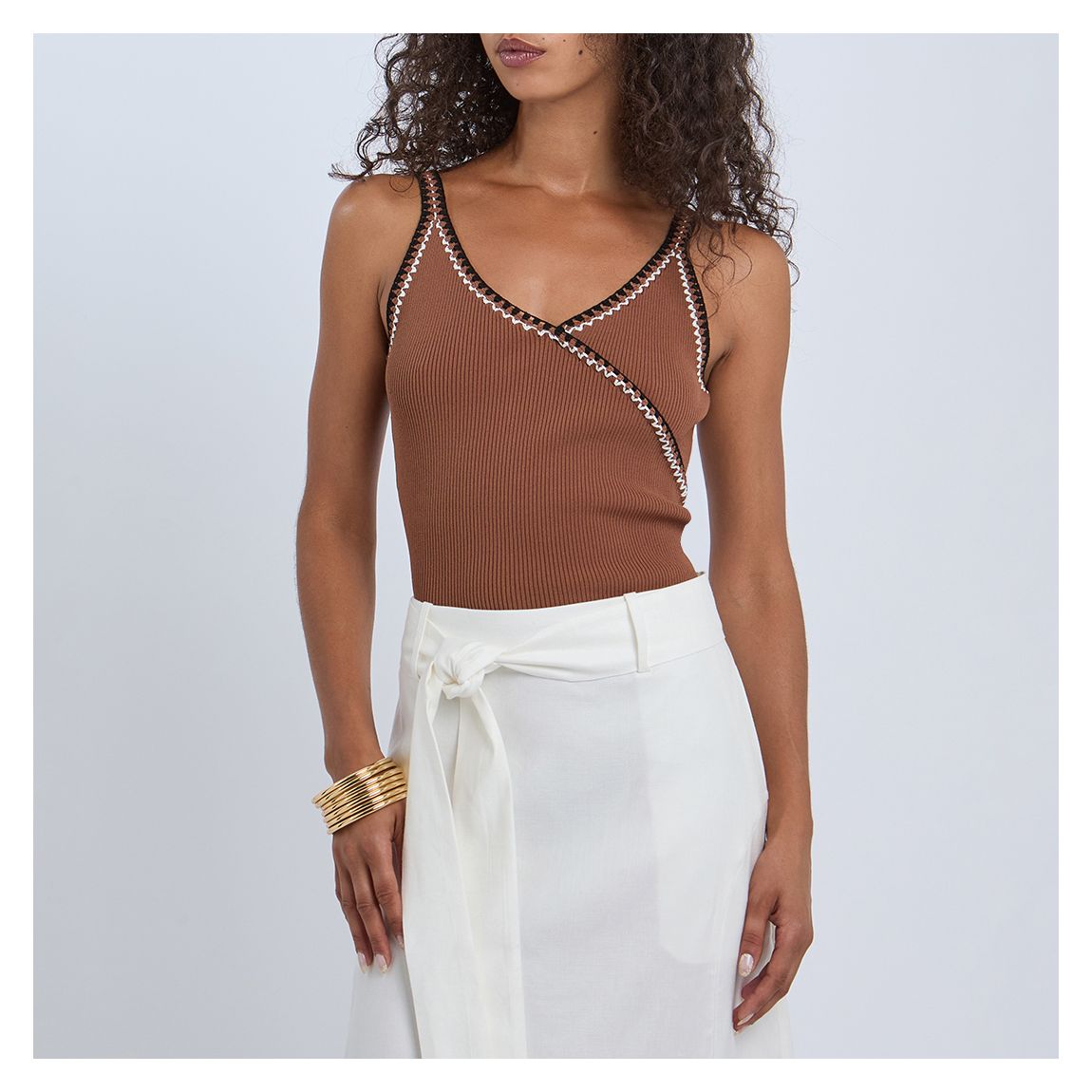 Camel Kiki Crochet Trim Vest Top main product photo