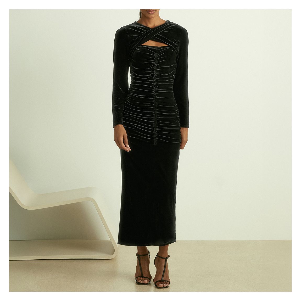 Black/Brown Ruched Abstract Mini Dress main product photo