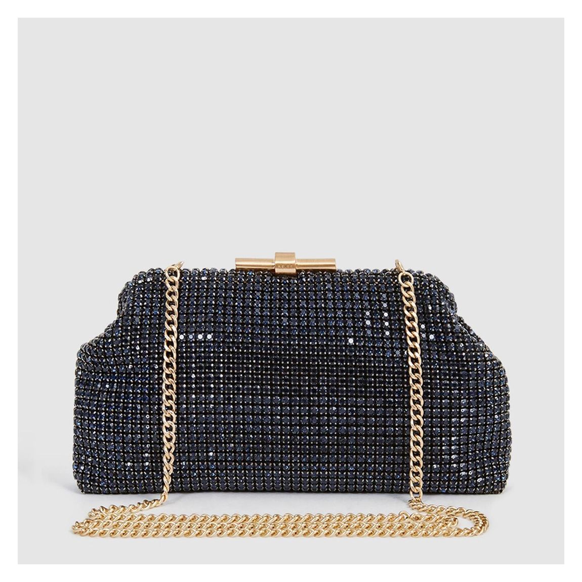 Navy Adaline Embellished Crystal Clutch Bag main product photo