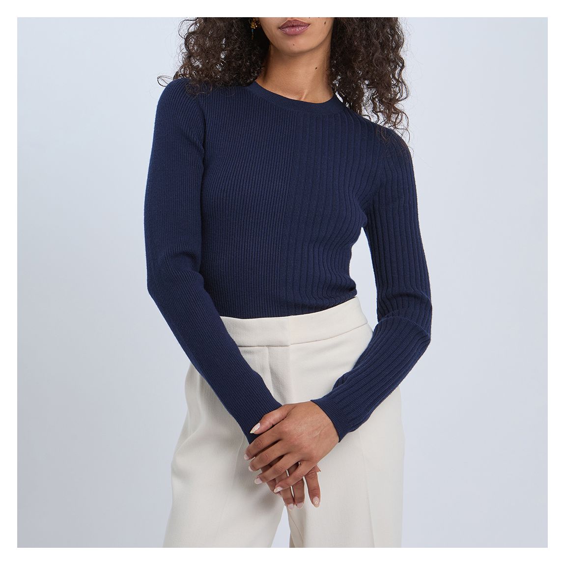 Navy Hannie Ribbed Jumper main product photo