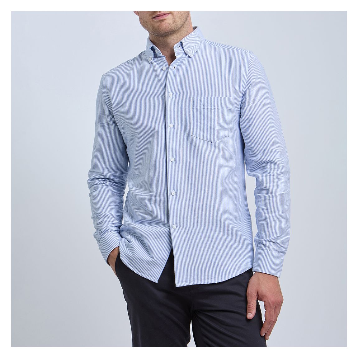 Blue/White Bermondsey Stripe Cotton Shirt main product photo