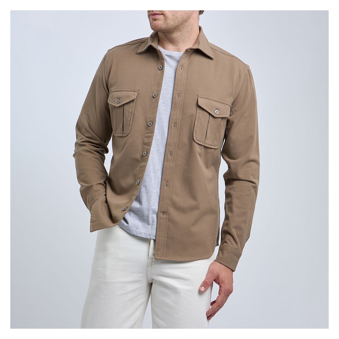 Brown Charlie Button Through Overshirt main product photo