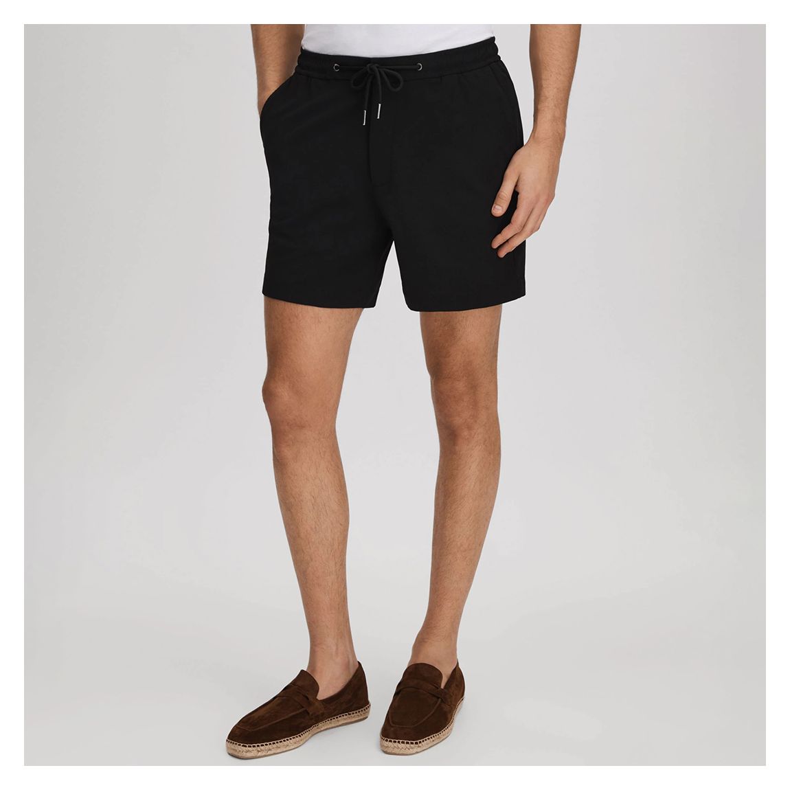 Black Newmark Basket Weave Drawstring Shorts main product photo