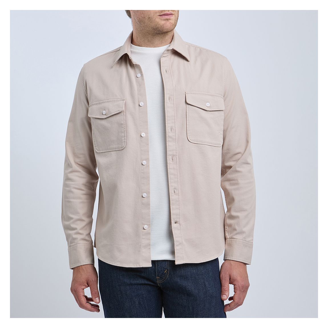 Beige Dane Heavy Cotton Blend Overshirt main product photo