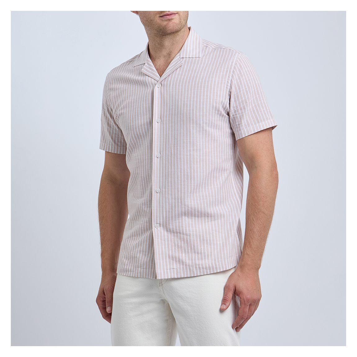 Beige/White Stripe Neptune Cotton Shirt main product photo