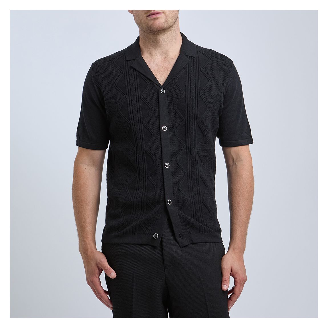 Black Fortune Cable Knit Shirt main product photo