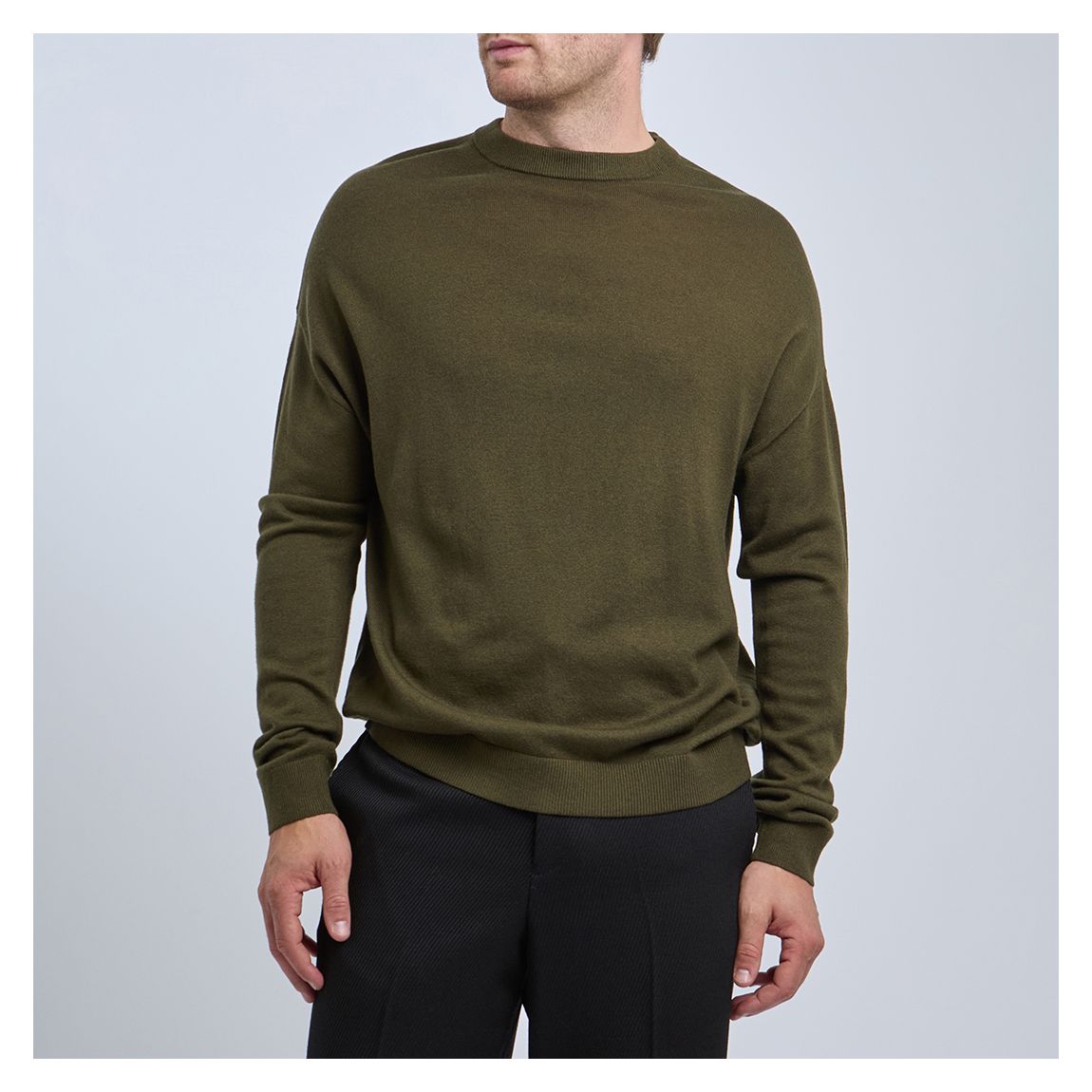 Khaki Green Putney Merino Wool Blend Jumper main product photo
