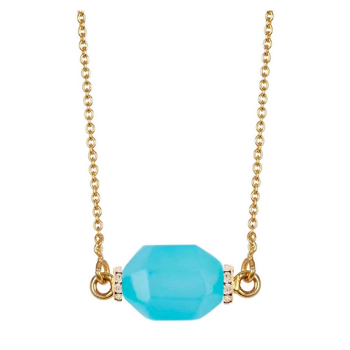 18K Gold Aqua Blue Chalceony Embelisshed Necklace main product photo