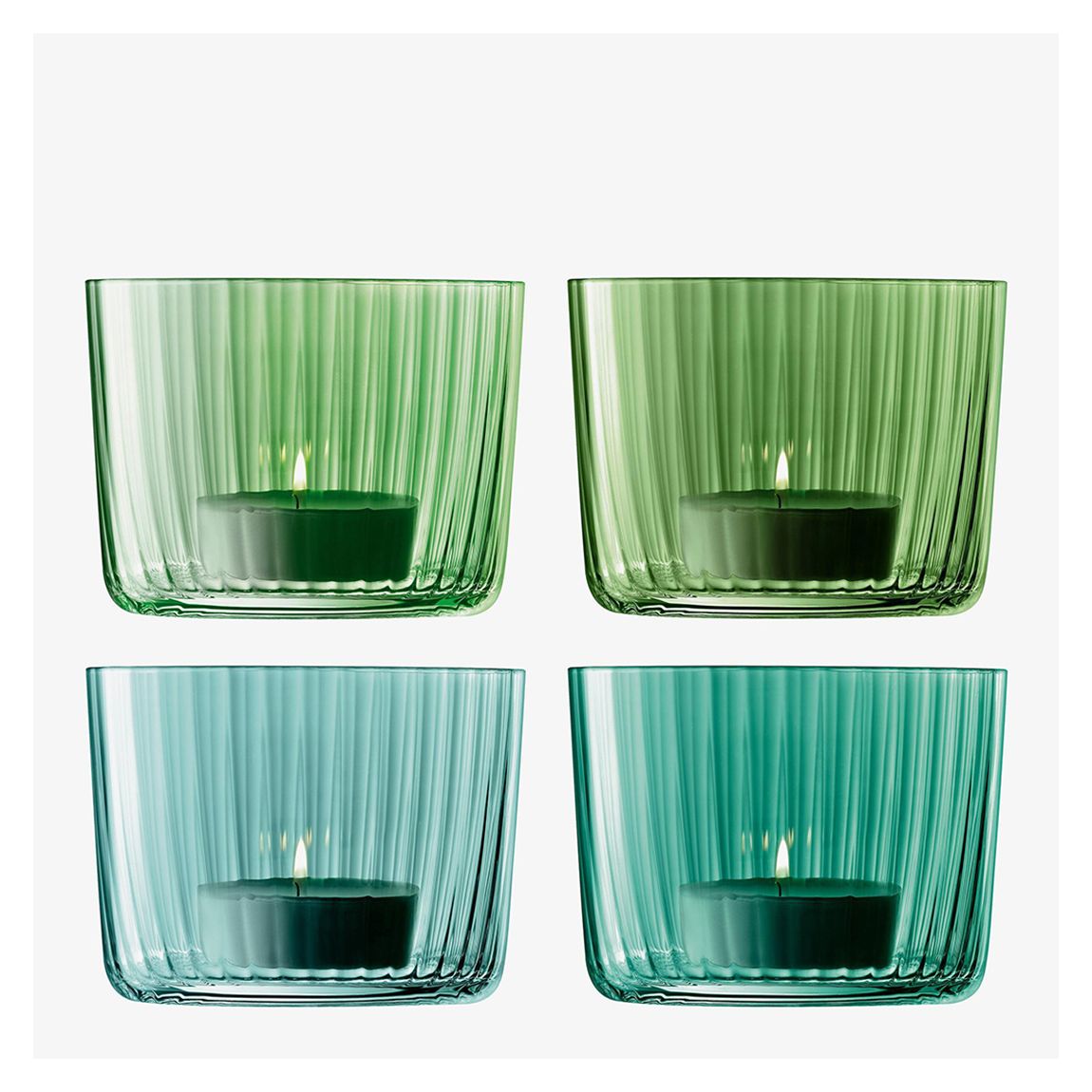 Set of 4 Assorted Jade Gems Tealight Holder, H6cm main product photo