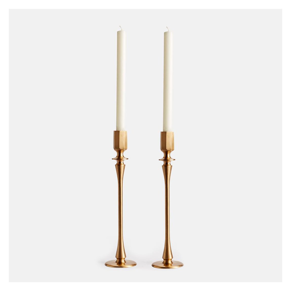 Set of 2 Hansen Brushed Brass Large Candleholders main product photo