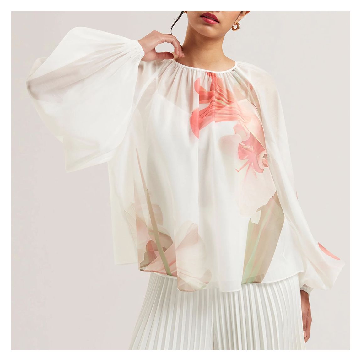 Ivory Eriana Organza Puff Sleeve Blouse main product photo