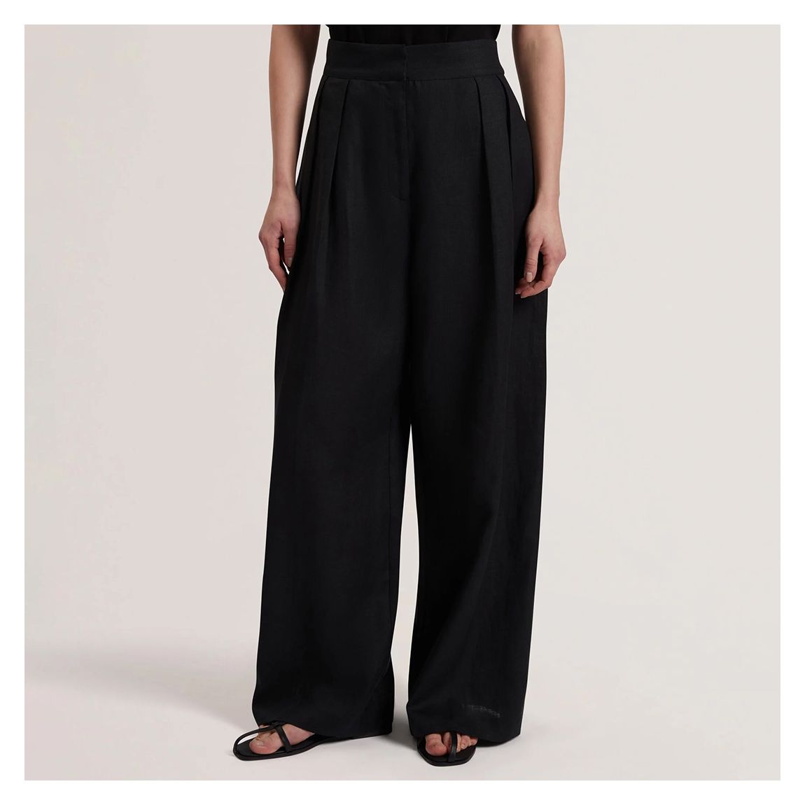 Black Kyfat Tailored Linen Trouser main product photo