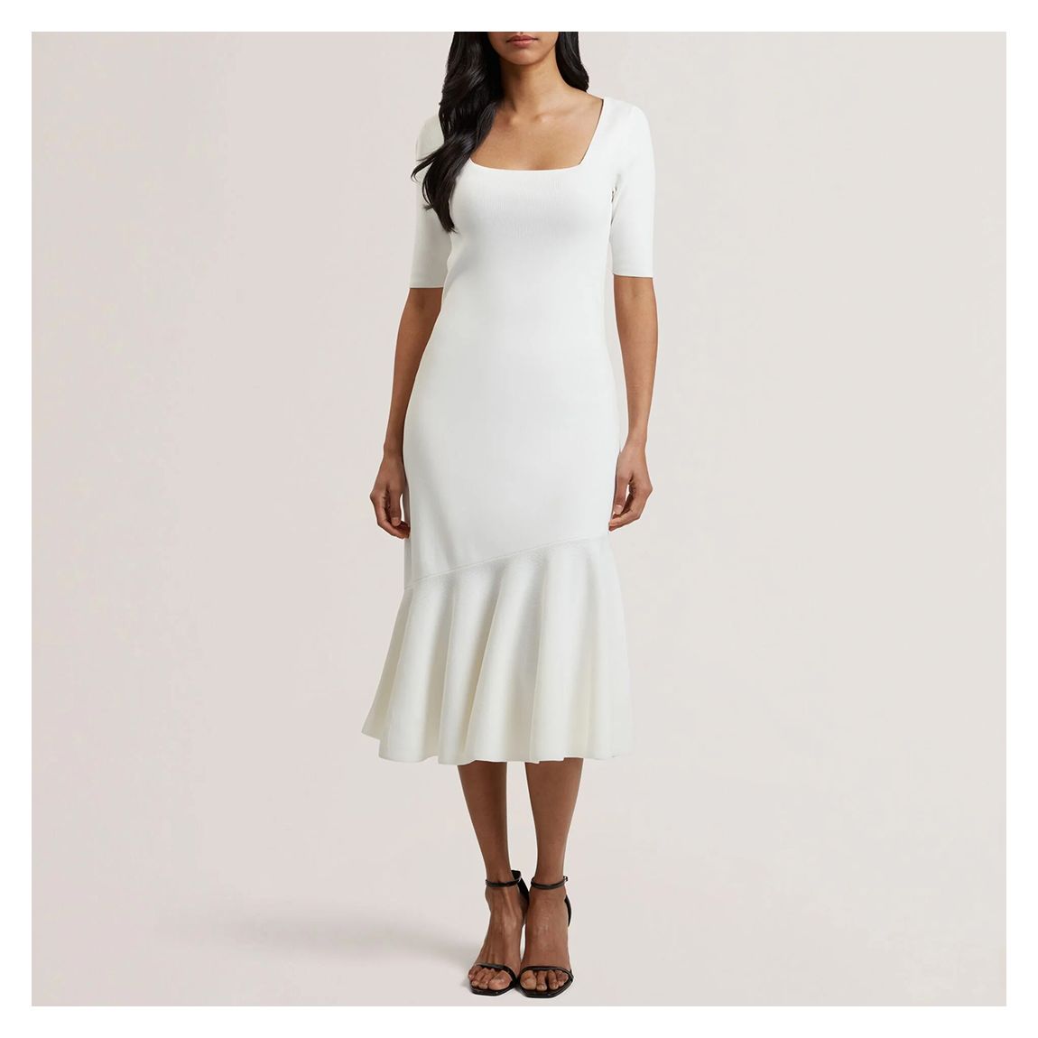 White Miyha Knitted Flippy Midi Dress main product photo