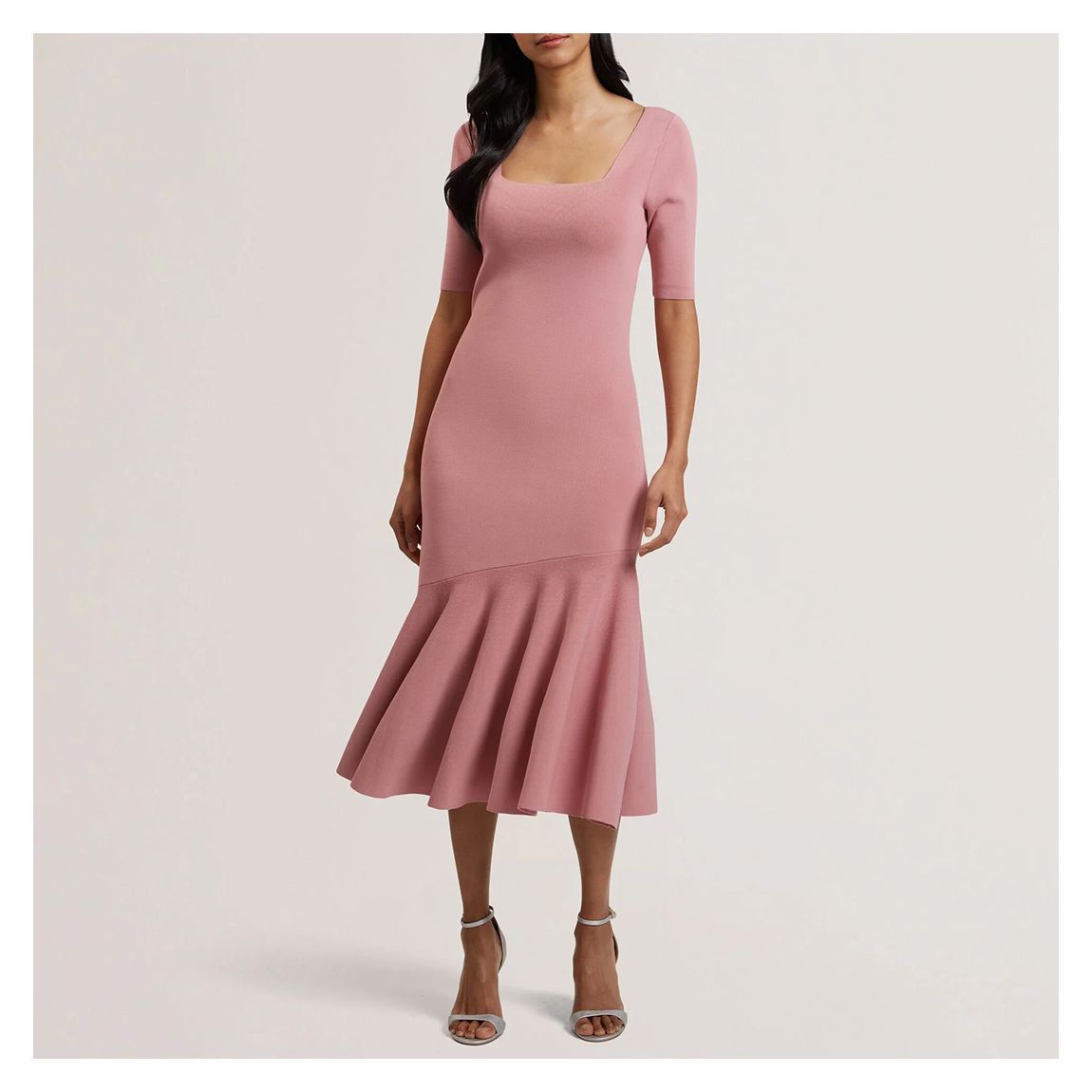 Pink Miyha Knitted Flippy Midi Dress main product photo