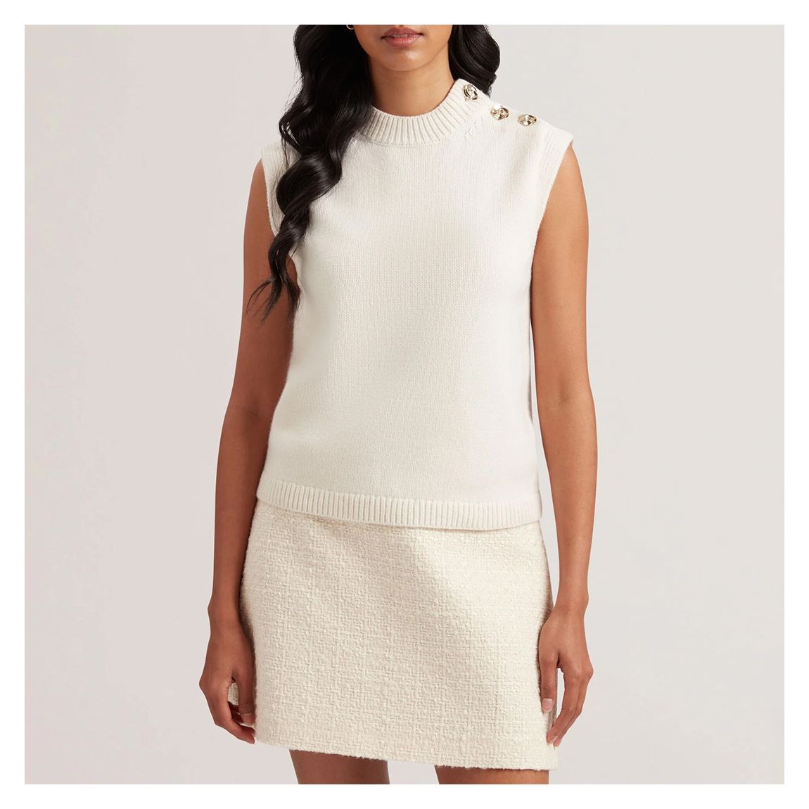 Ivory Rose Button Knit Tank main product photo