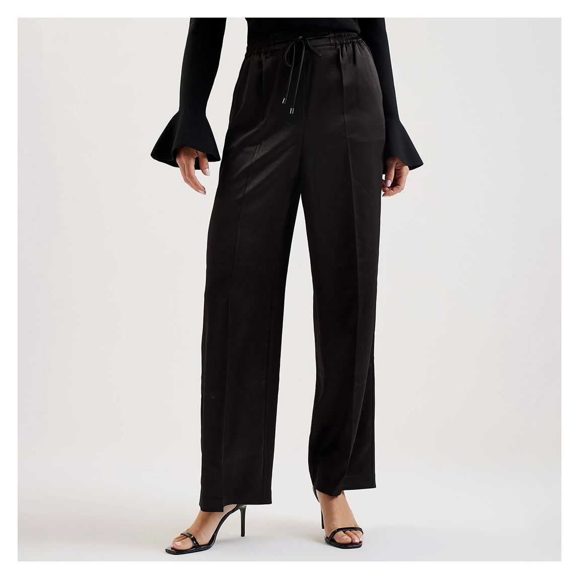 Black Umaibo Satin Wide Leg Jogger main product photo