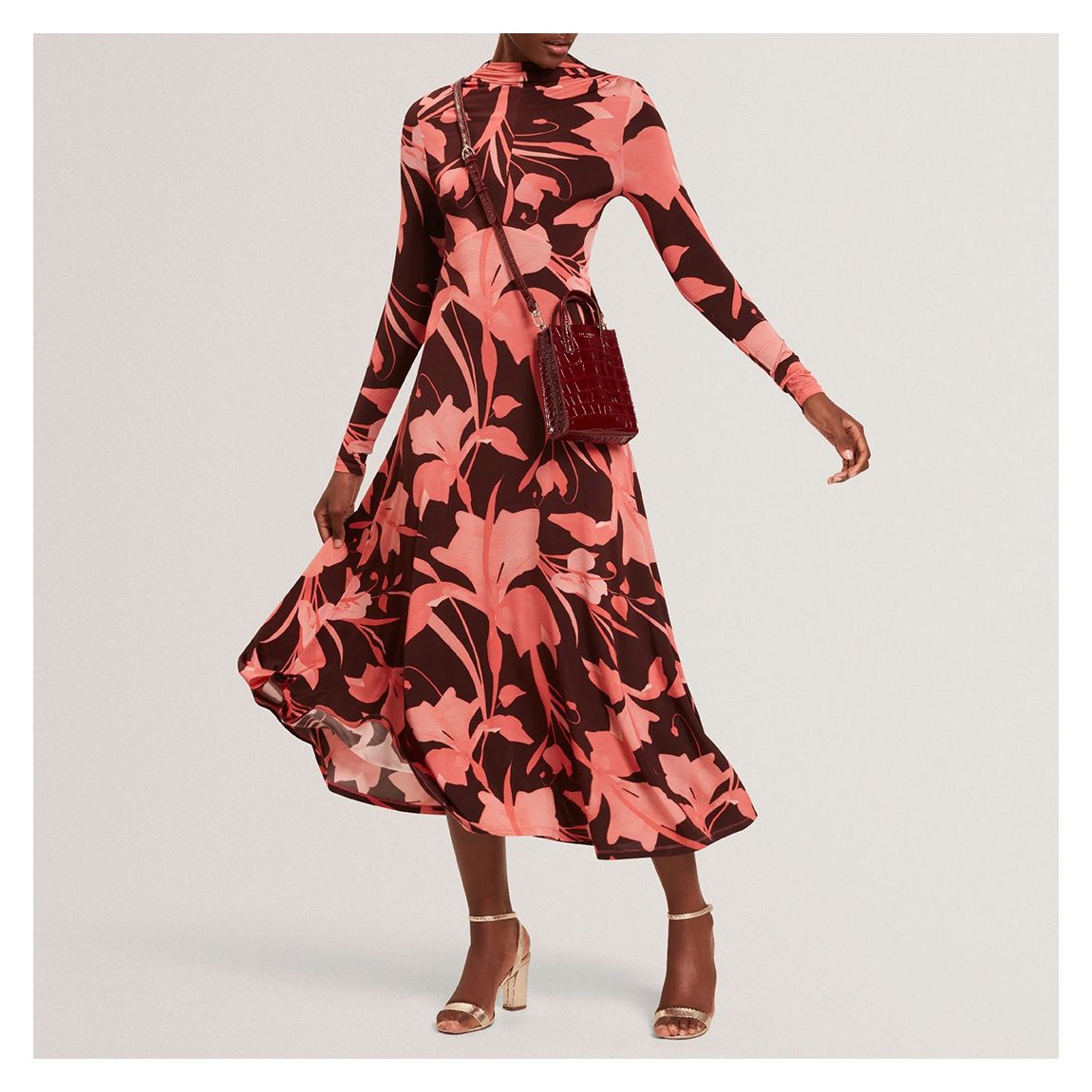 Brown Starlah Slinky Printed Dress main product photo