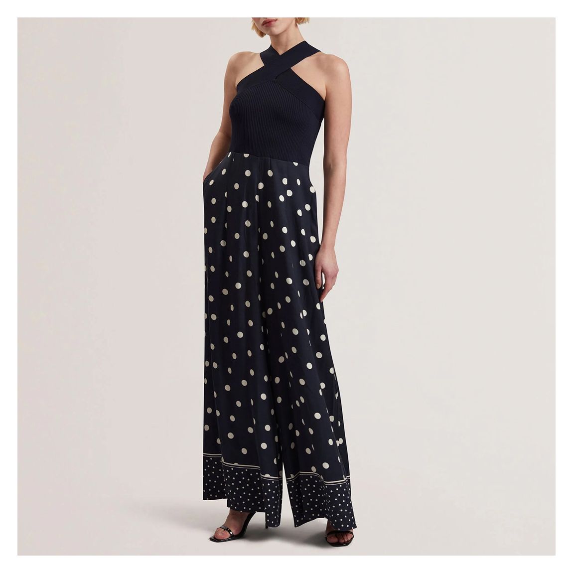 Navy Carman Knit Bodice Jumpsuit main product photo