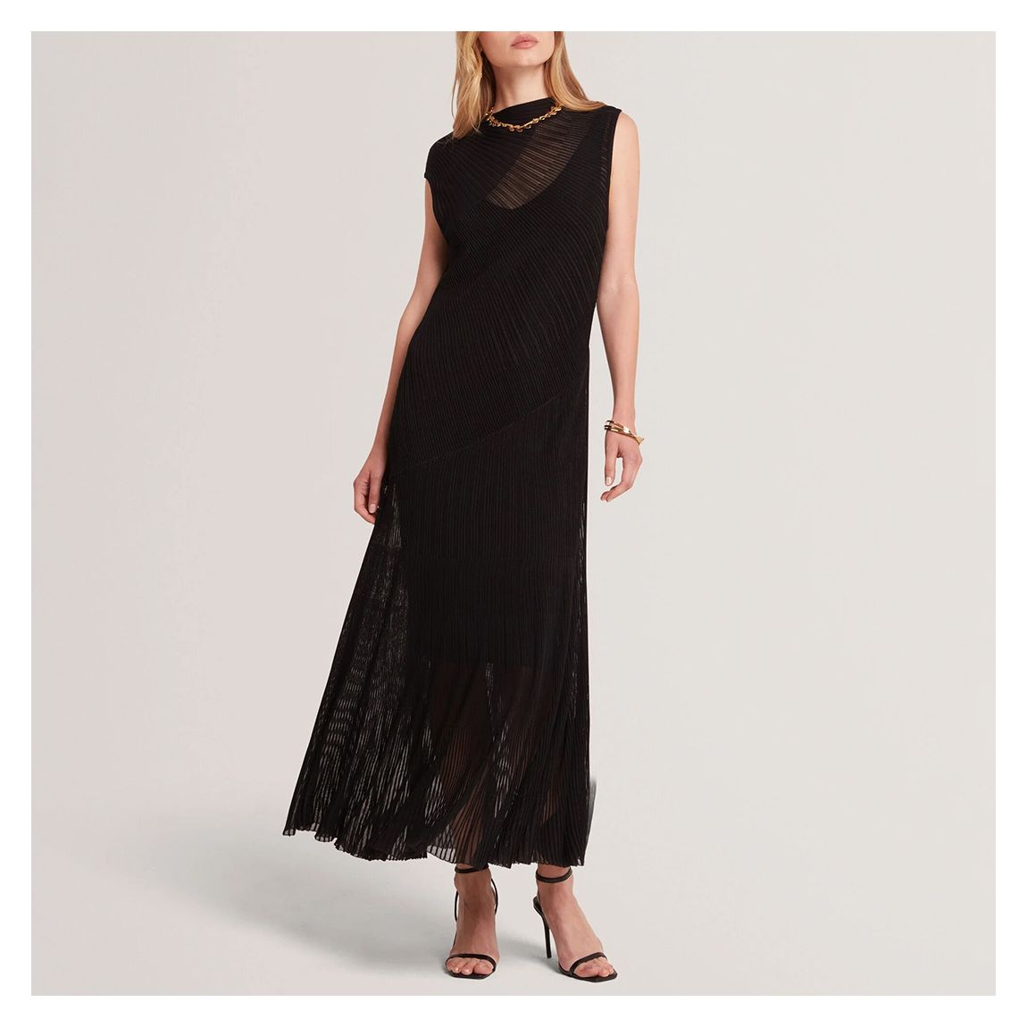 Black Celyina Sheer Detail Maxi Dress main product photo