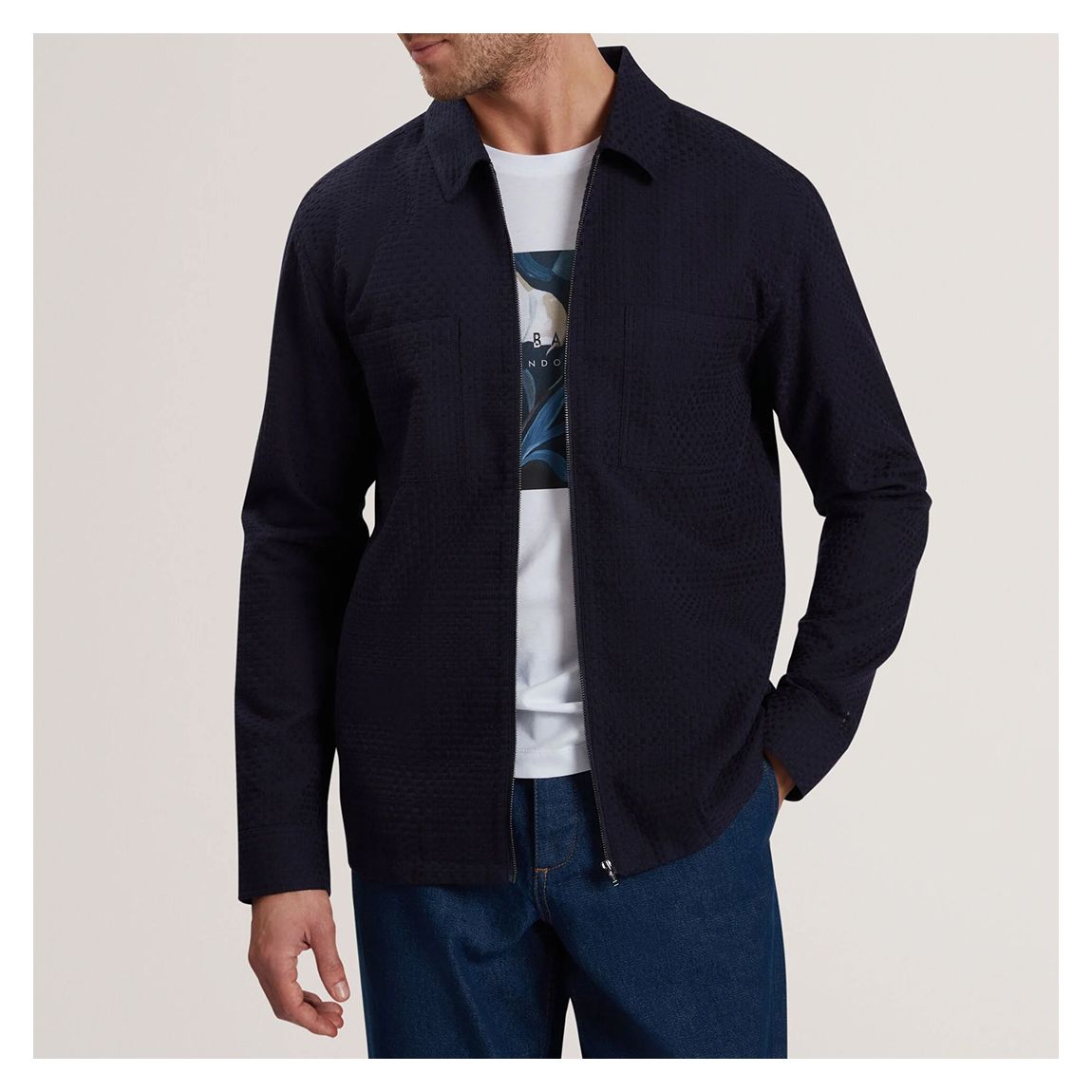 Navy Kailins Zip Through Overshirt main product photo