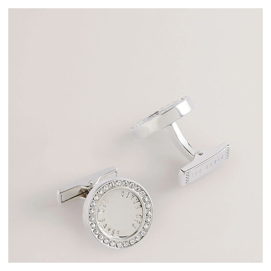 Silver Crystal Cruz Round Cufflinks main product photo