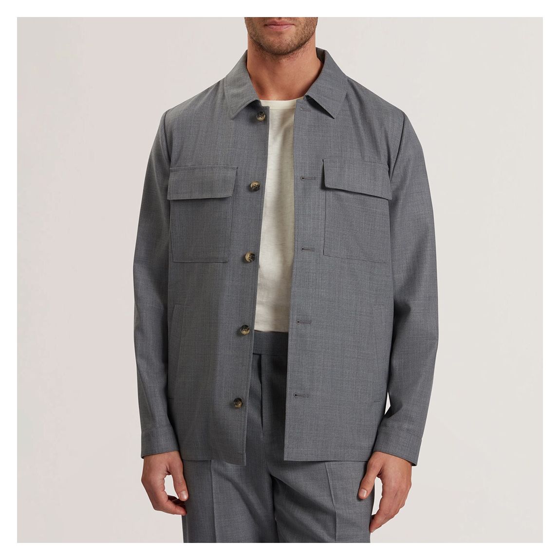 Grey Selwynj Lightweight Wool Blend Shacket main product photo