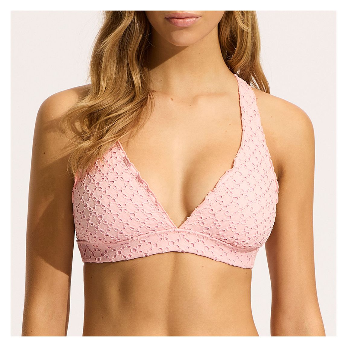 Dusty Pink Longline Triangle Bikini Top main product photo