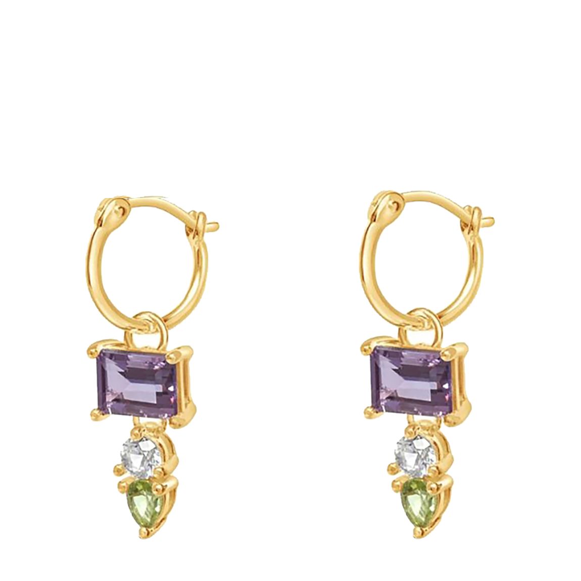Multi-Coloured Suffragette Gem-Drop Earrings main product photo