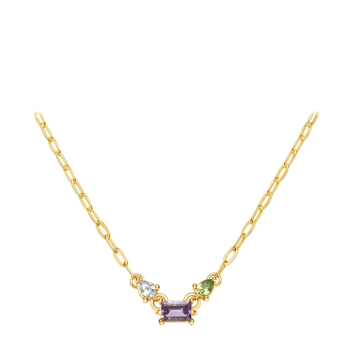 Multi-Coloured Suffragette Gem Set Trilogy Necklace main product photo