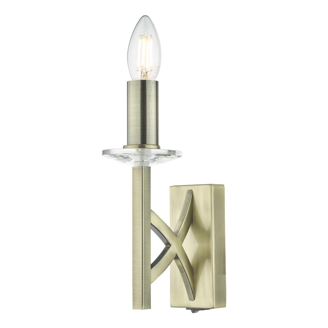 Lyon 1 Light Wall Light Antique Brass Crystal main product photo