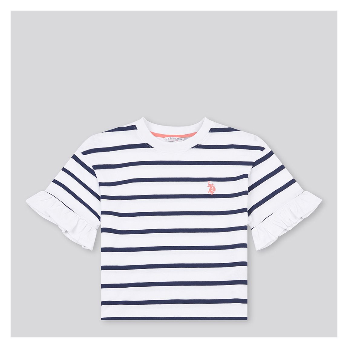 White Stripe Frill Cuff T-Shirt main product photo