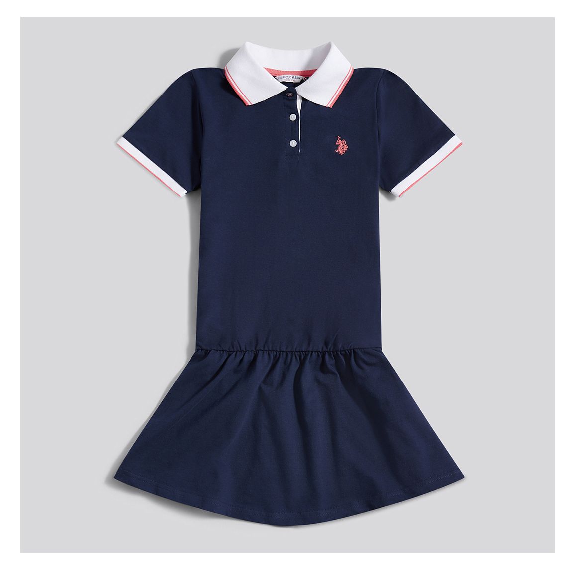 Navy Frill Skirt Polo Dress main product photo
