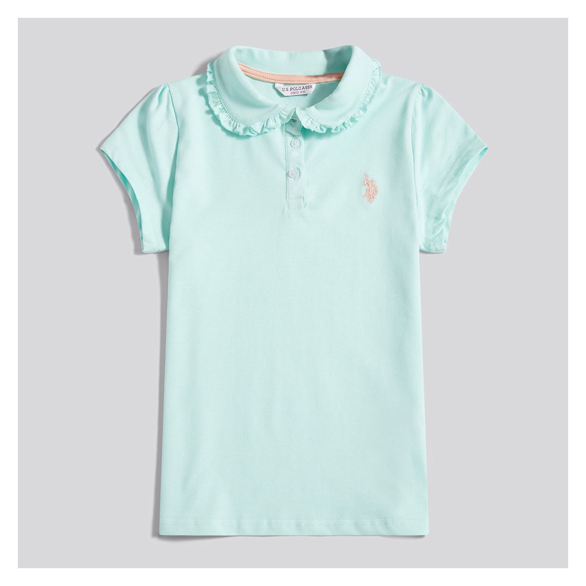 Mint Green Scallop Collar Pique Polo Shirt main product photo