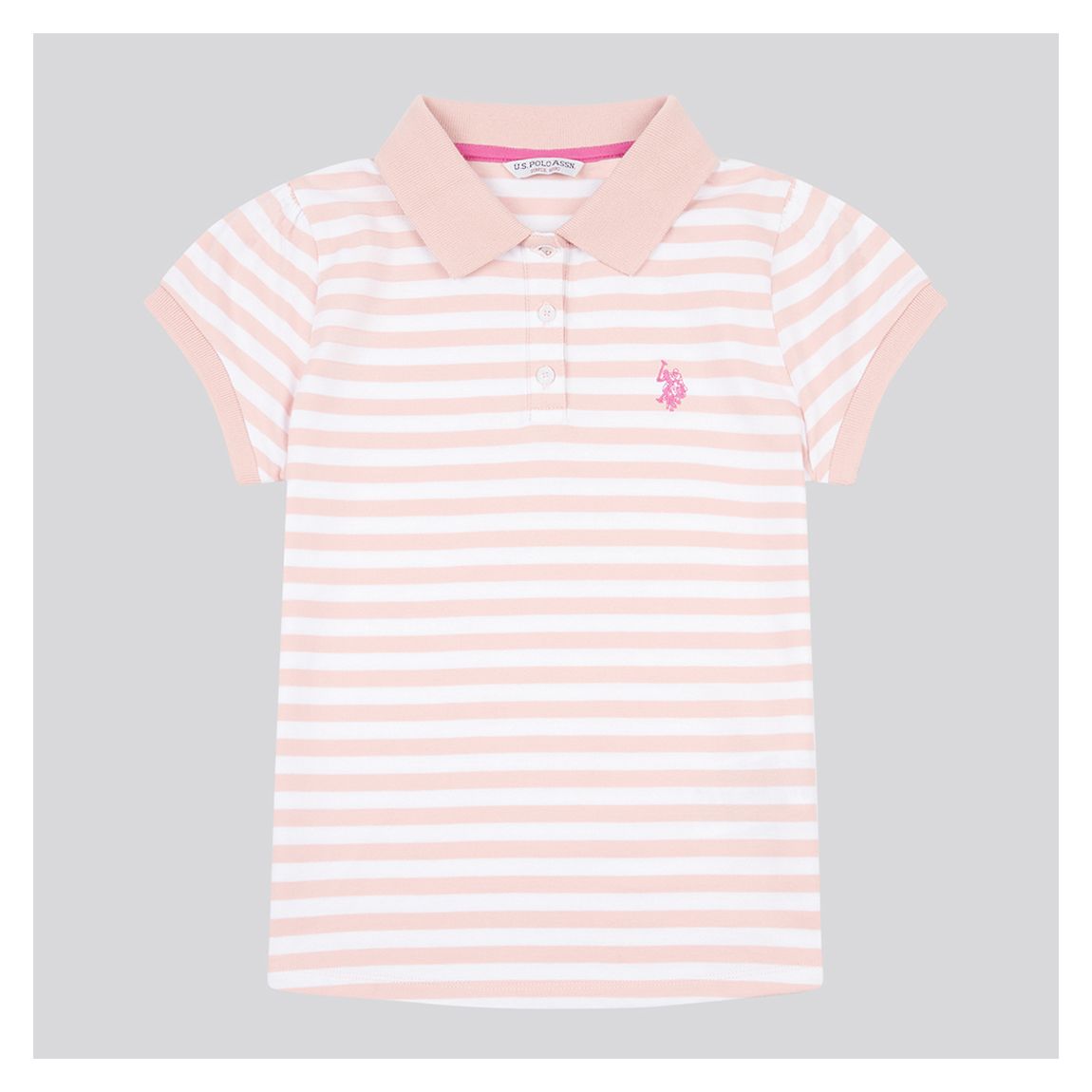 Pink Cap Sleeve Stripe Pique Polo Shirt main product photo