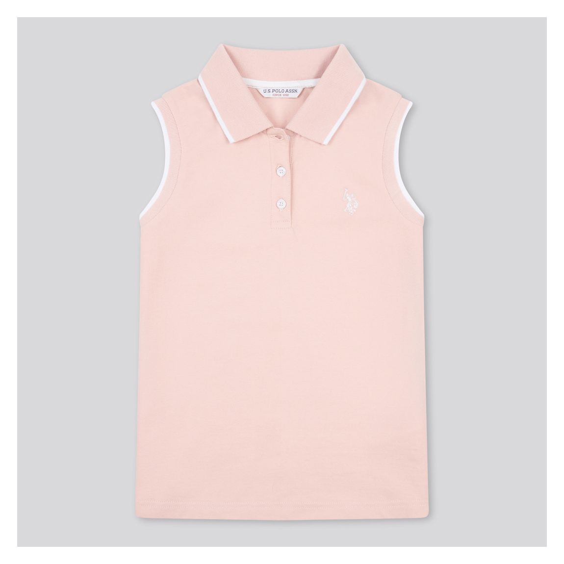 Light Pink Sleeveless Pique Polo Shirt main product photo