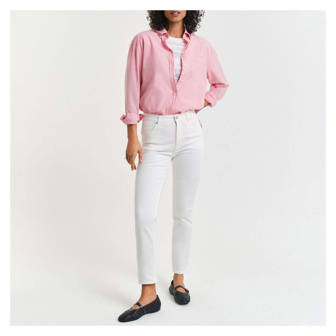 White Slim Cropped White Jeans main product photo